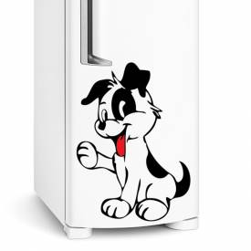 Adesivo de geladeira cachorro feliz