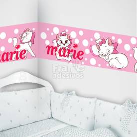 faixa decorativa para quarto infantil gatinha marie - rosa