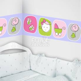 Faixa Decorativa para quarto infantil Rostinho de Menina - Lilas