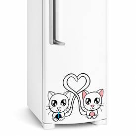 Adesivo de geladeira casal de gatinhos