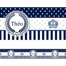 Adesivo de faixa para Parede Azul Ursinho Principe com Nome