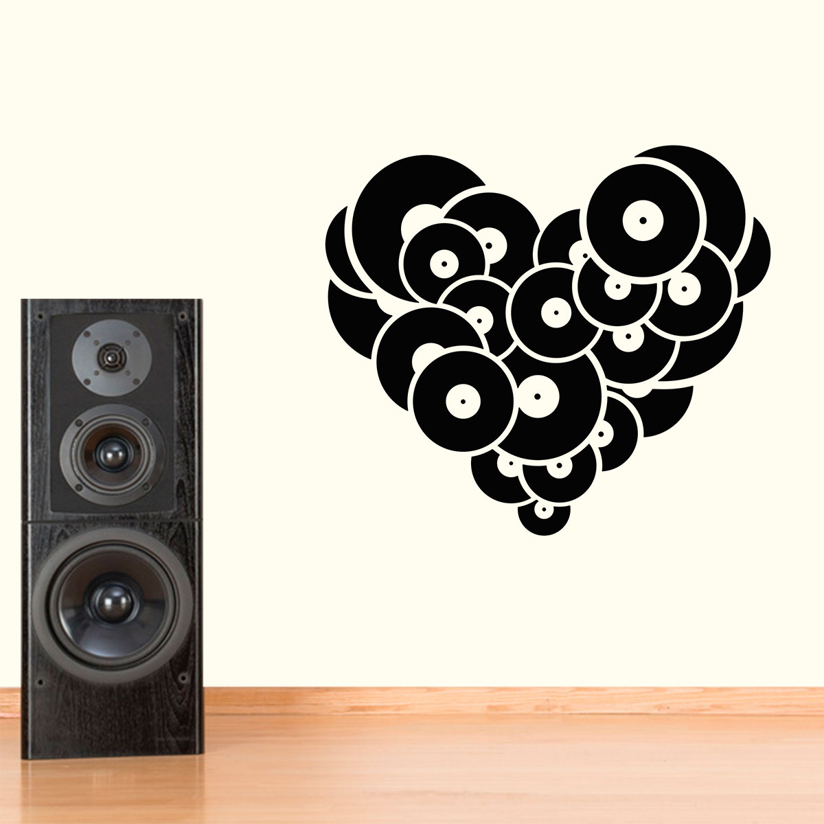 Adesivo De Parede Retr u00f4 Corações Com Disco de Vinil Artesanato Que Mais Se Vende ~ Adesivo De Parede Retr u00f4 Corações Com Disco de Vinil