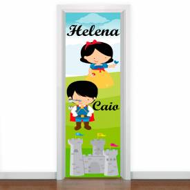 Adesivo De Porta Príncipe E Princesa Com Nome Personalizado