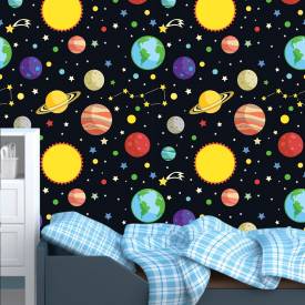 Papel De Parede Adesivo Infantil Planetas