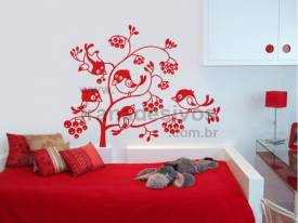 Adesivo de parede Floral com a turma passarinho