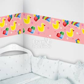 Faixa Decorativa para quarto infantil Patinhos - Rosa