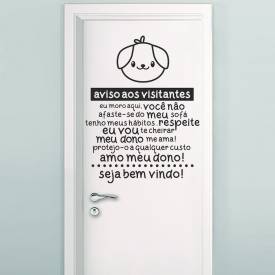 Adesivo de Parede Frase Aviso Aos Visitantes