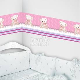 Faixa Decorativa para quarto infantil Ursinho - Rosa
