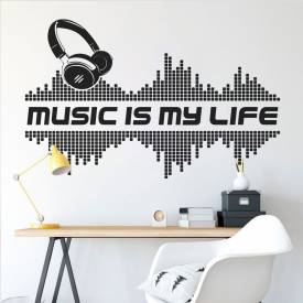 Adesivo de Parede Frase Music Is My Life