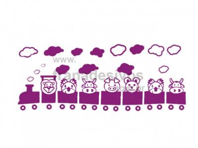 Kit de Adesivos Decorativo para Quarto Infantil Trenzinho com Bichinhos 2