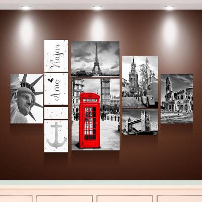 Kit 10 Quadros Decorativos Nova Iorque Londres