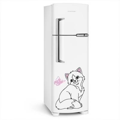 adesivo de geladeira Gatinha com borboleta