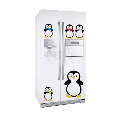 Adesivo de geladeira pinguins com filhotes e para armário