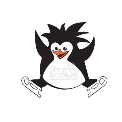 Adesivo de geladeira Pinguim esquiando