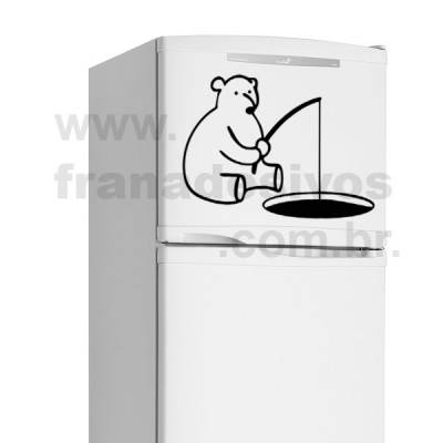 Adesivo de Geladeira Urso / Ursinho Pescando