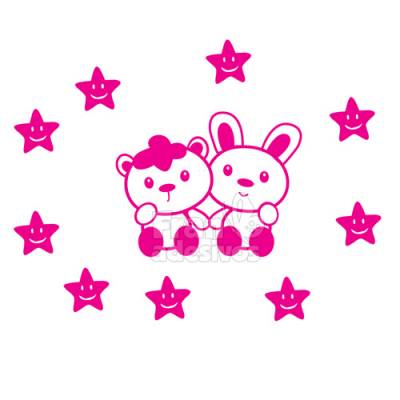Adesivo de Parede Ursinhos e Estrelas