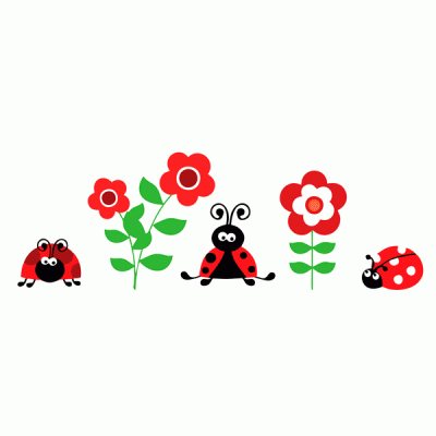 Adesivo de Parede Joaninhas e Flores