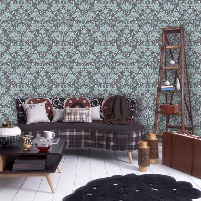 Papel De Parede Adesivo Floral Cinza