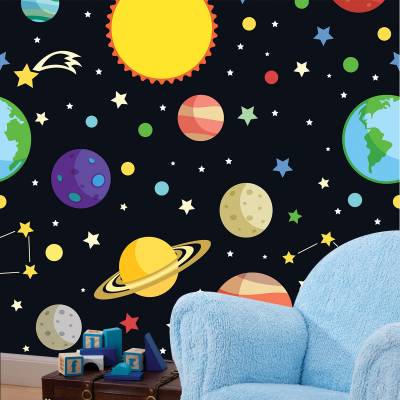 Papel De Parede Adesivo Infantil Planetas