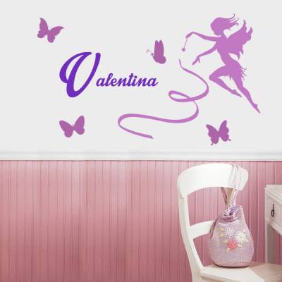 Adesivo de parede Fada com nomes personalizado modelo 1