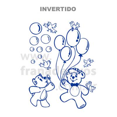 Adesivo Decorativo de Parede Ursinho com Passarinhos e Balões