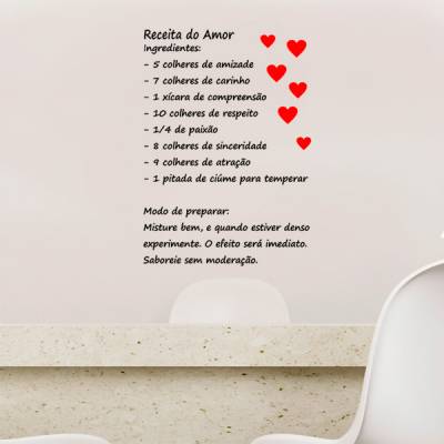 Adesivo de Geladeira Receita do Amor