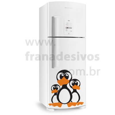 Adesivo de Geladeira 3 Pinguins Irmãos