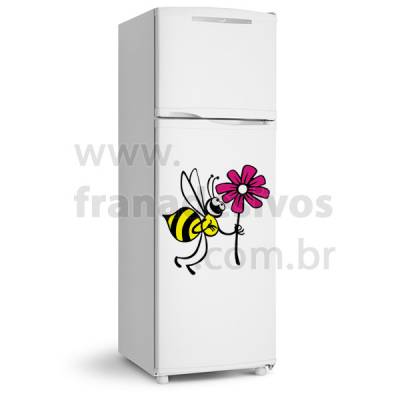 Adesivo de Geladeira Abelha com Flor