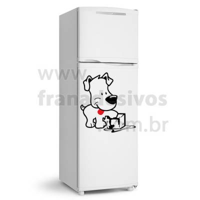Adesivo de Geladeira Cachorro / cachorrinho com gelo