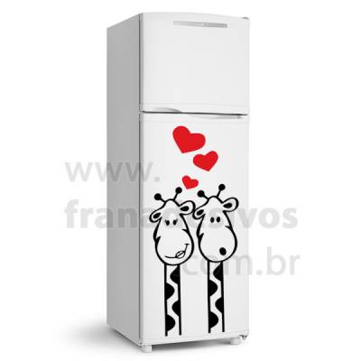 Adesivo de Geladeira Casal de Girafa / Girafinha