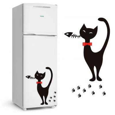 Adesivo de Geladeira Gato / Gatinho com Gravata