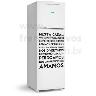 Adesivo para Geladeira Frase Nesta casa...