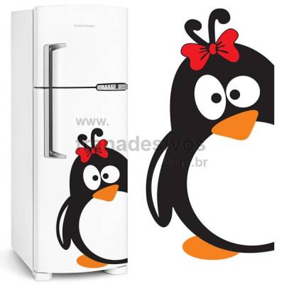 Adesivo de Geladeira Pinguim de laço