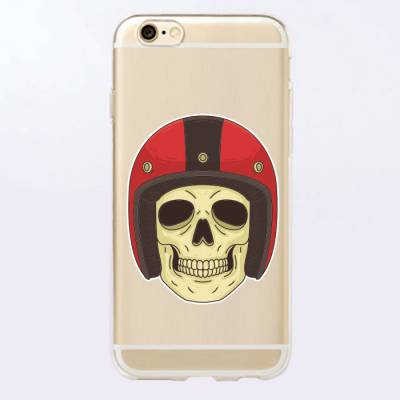 Capinha para Celular Caveira com Capacete Vermelho