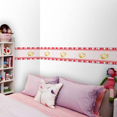 Adesivo Faixa Infantil Coroa Princesa Vermelha
