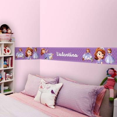 Adesivo de Parede Faixa Personalizada Princesa Sofia Roxa