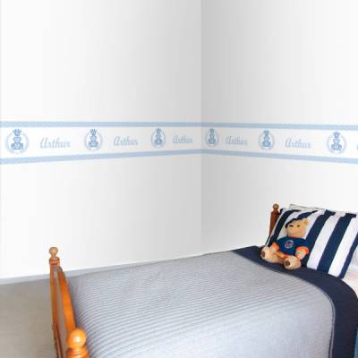Adesivo de Parede Faixa Personalizada Urso Azul Claro
