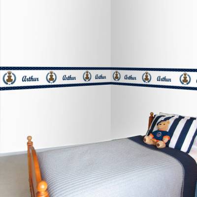 Adesivo de Parede Faixa Personalizada Urso Azul Escuro