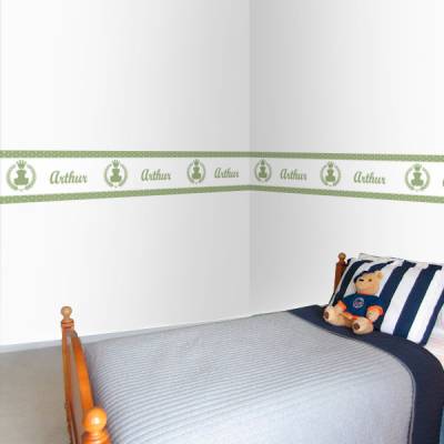 Adesivo de Parede Faixa Personalizada Urso Verde Malva