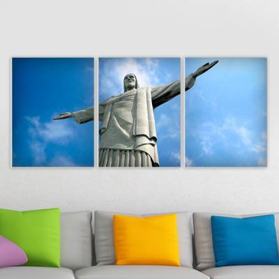 Conjunto de 3 Quadros Decorativos Cristo Redentor