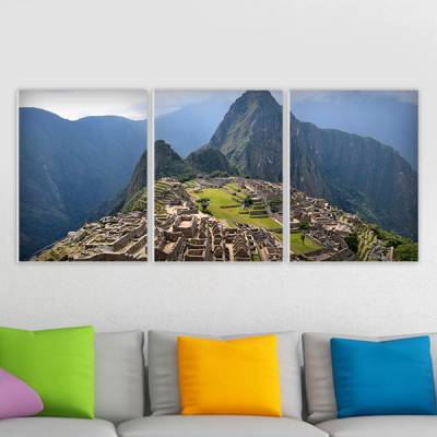 Conjunto de 3 Quadros Decorativos Machu Picchu