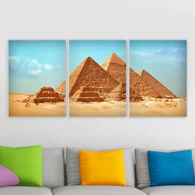 Conjunto de 3 Quadros Decorativos Piramides do Egito