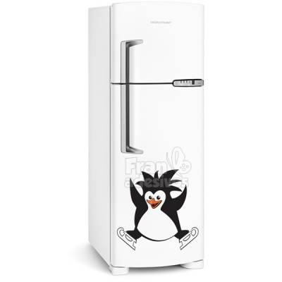Adesivo de geladeira Pinguim esquiando