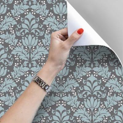 Papel De Parede Adesivo Floral Cinza