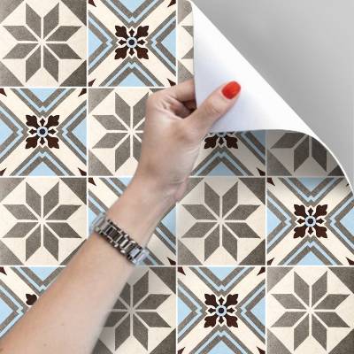 Papel de Parede Adesivo Ladrilhos Estrelas