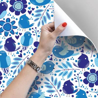 Papel De Parede Adesivo Pássaros Coloridos