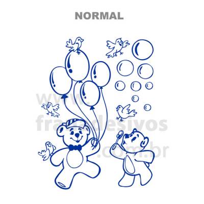 Adesivo Decorativo de Parede Ursinho com Passarinhos e Balões