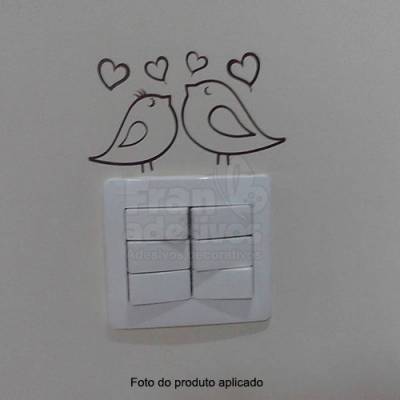 Adesivo de parede - Interruptor - Casal de Passarinhos Apaixonados