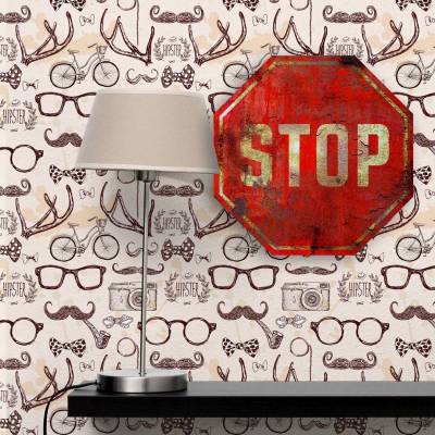 Kit 2 Placas Decorativas Route 66 Stop MDF