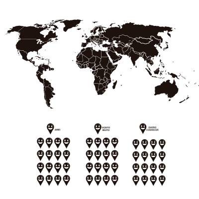 Adesivo de Parede Mapa Do Mundo Com Marcadores